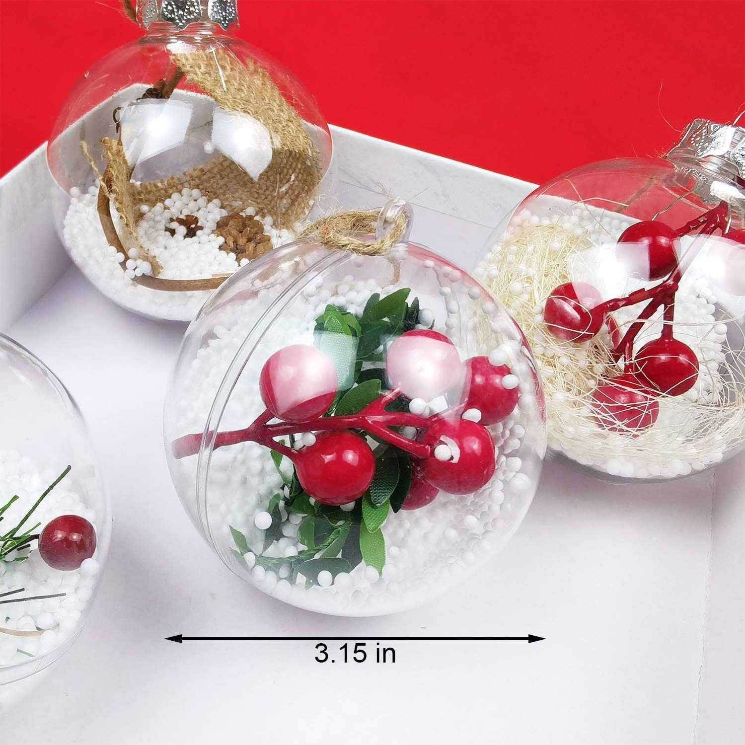 Christmas Bulb Ornament Balls Clear Plastic Ball Craft Baubles Ornaments Fillable Unbreakable Shatterproof Hanging Tree Ornament