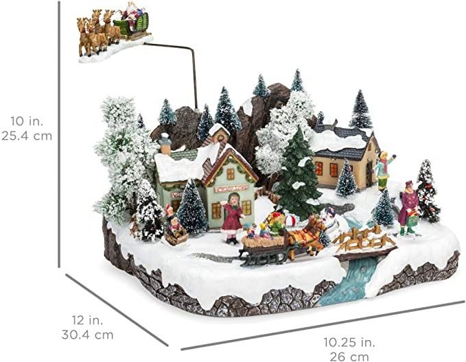 Best Choice Products Animated Musical Pre-Lit Tabletop Christmas Village w/Rotating Tree, Santa's Sleigh and Reindeer