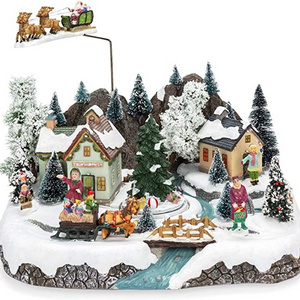 Best Choice Products Animated Musical Pre-Lit Tabletop Christmas Village w/Rotating Tree, Santa's Sleigh and Reindeer