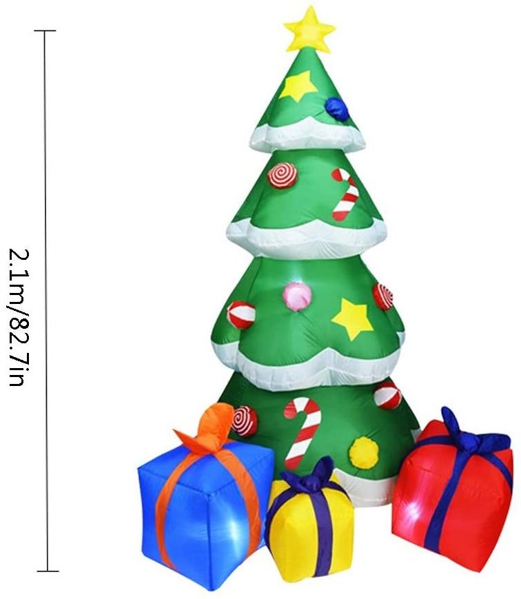 7ft Lighted Inflatable Decoration Christmas Tree Gift Boxes Decorations Indoor Outdoor Christmas Yard Prop