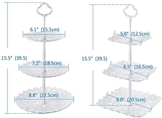 3-Tier Plastic Cupcake Stand Dessert Plates Mini Cakes Fruit Candy Display Tower White for Kids Birthday Tea Party Baby Shower