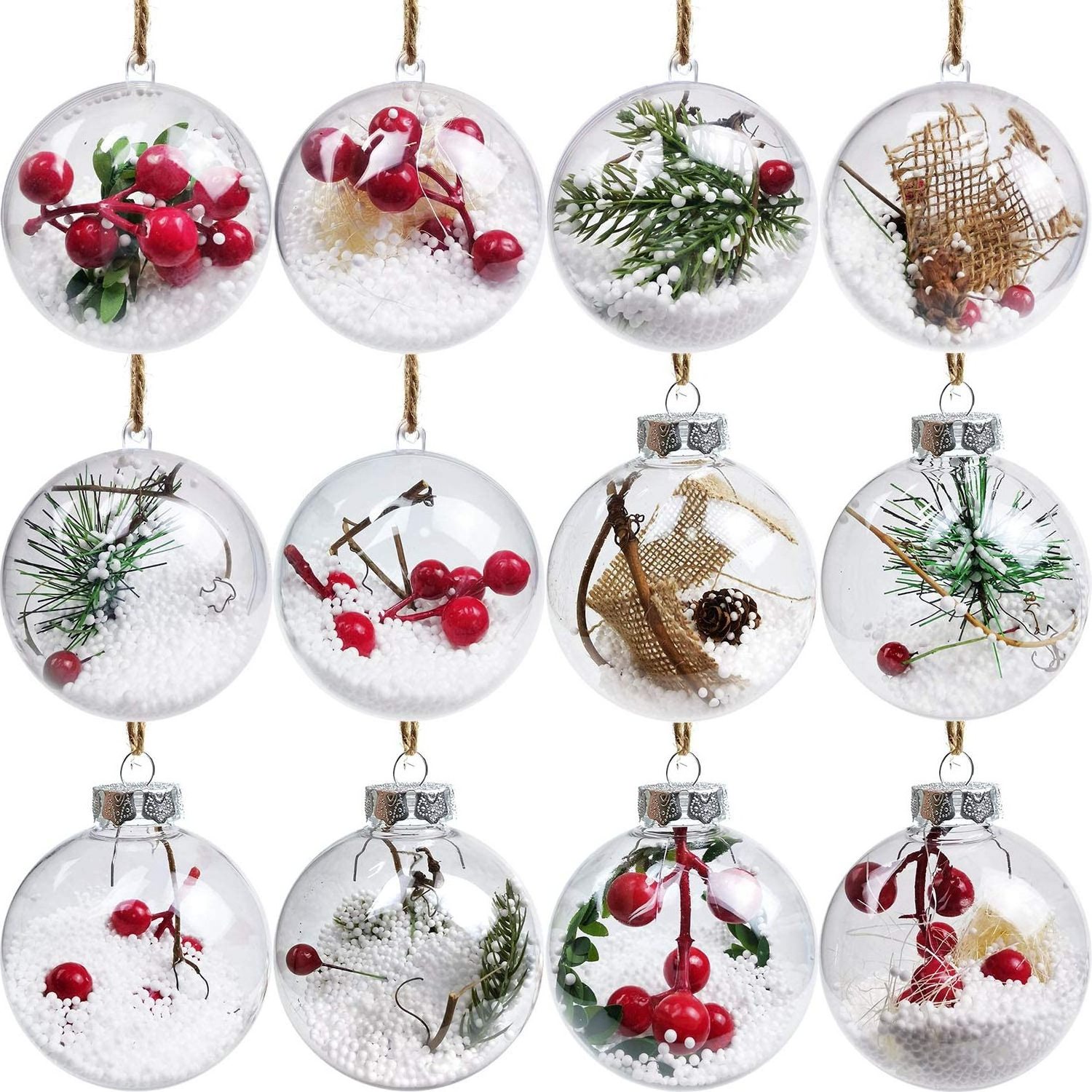 Christmas Bulb Ornament Balls Clear Plastic Ball Craft Baubles Ornaments Fillable Unbreakable Shatterproof Hanging Tree Ornament