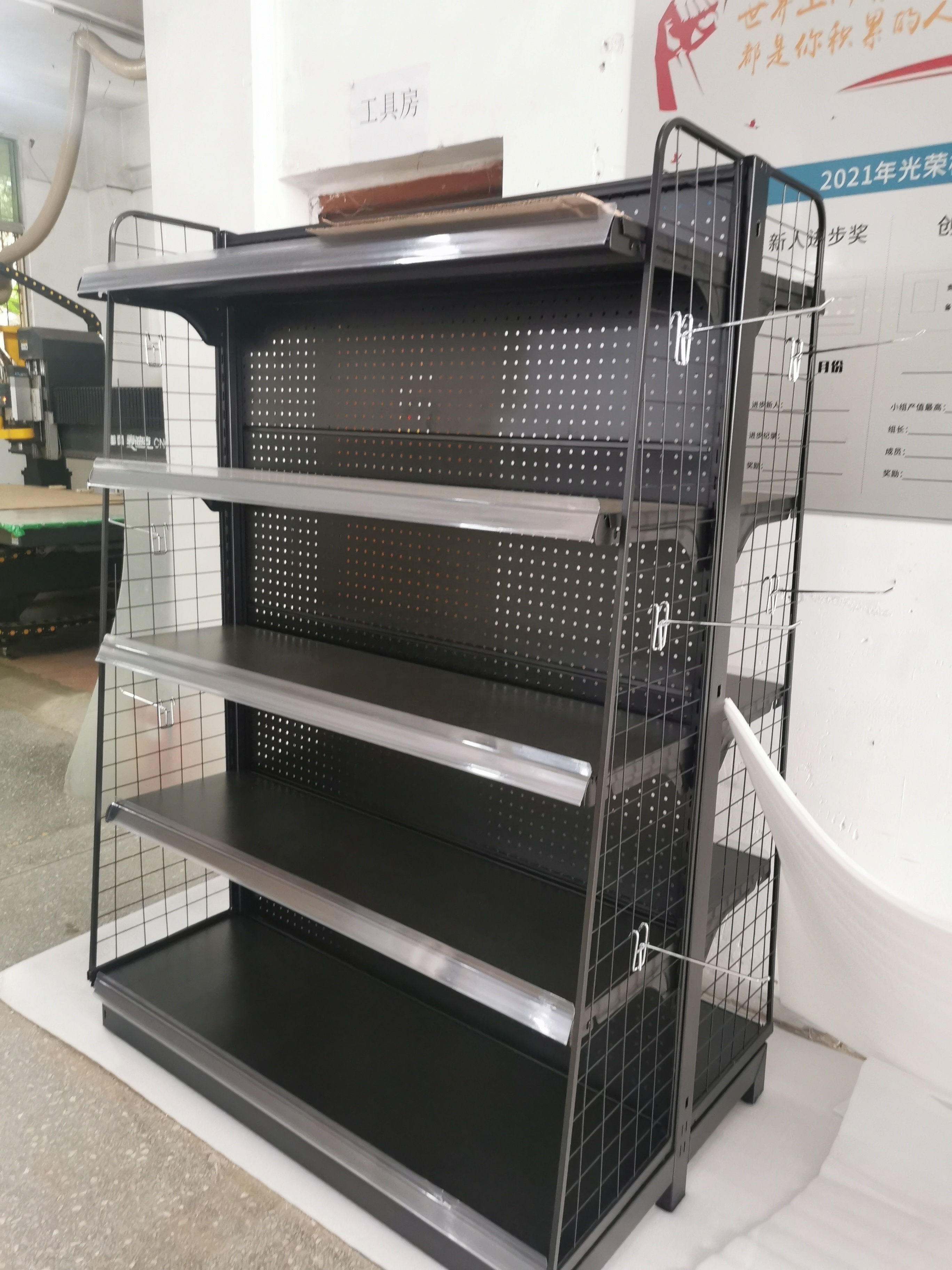 Heavy Duty Shop Display Furniture Hardware Product Display Racks Grocery Store Shelf Supplier