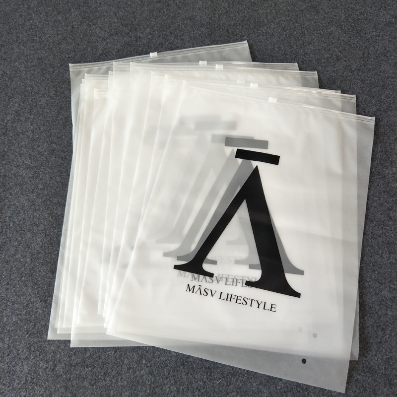 Custom Frosted Biodegradable Plastic Packaging Zipper Bags T Shirt Swimwear Zip Lock Clothing Bags With Logo