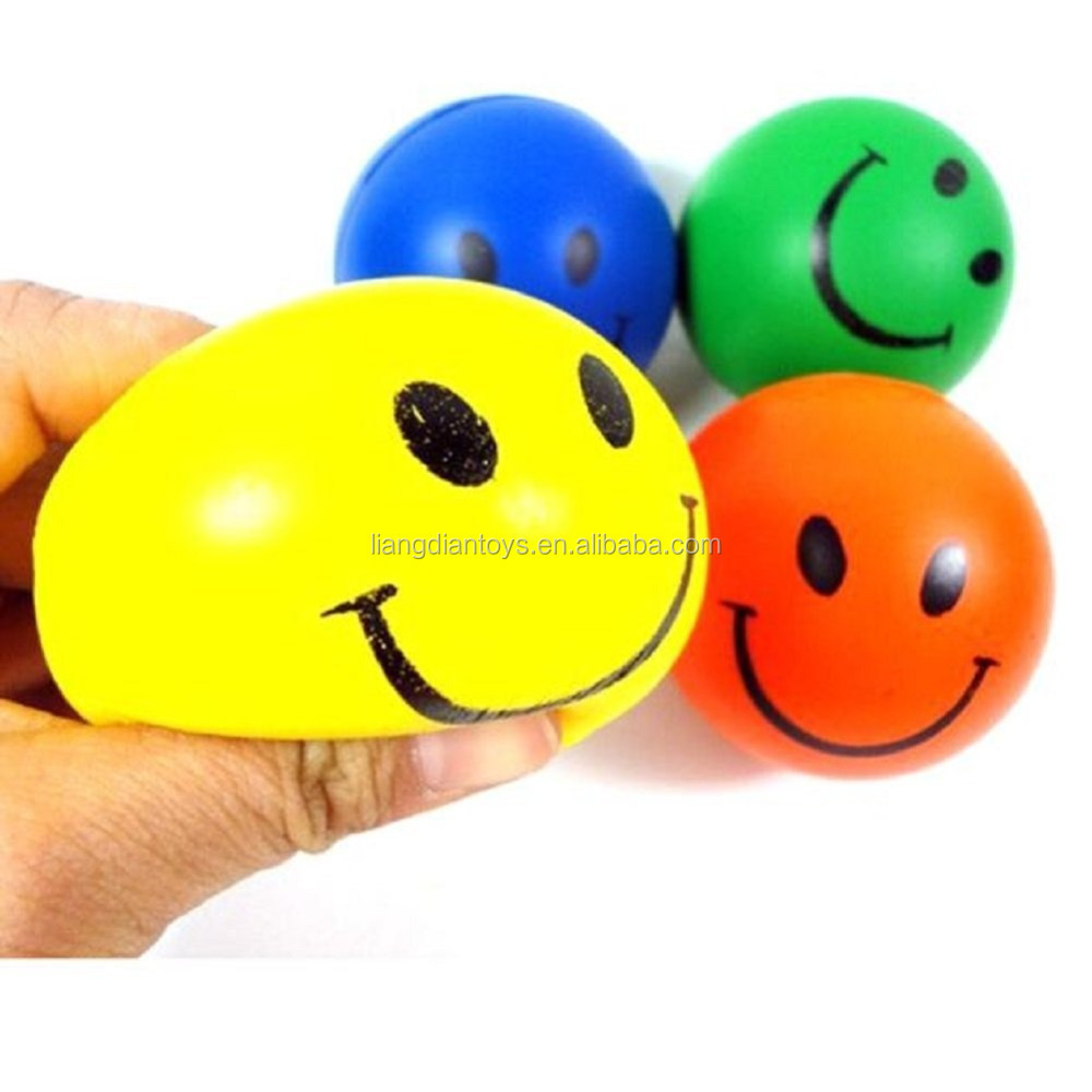 Smile Face Foam Ball Squeeze Stress Ball Relief Toy Hand Wrist Exercise PU Toy Balls For Children