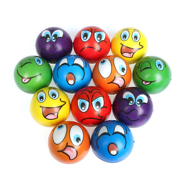 Anti Stress Ball Relief Cartoon Smiley Face PU Foam Balls Anti Stress Toys for Children