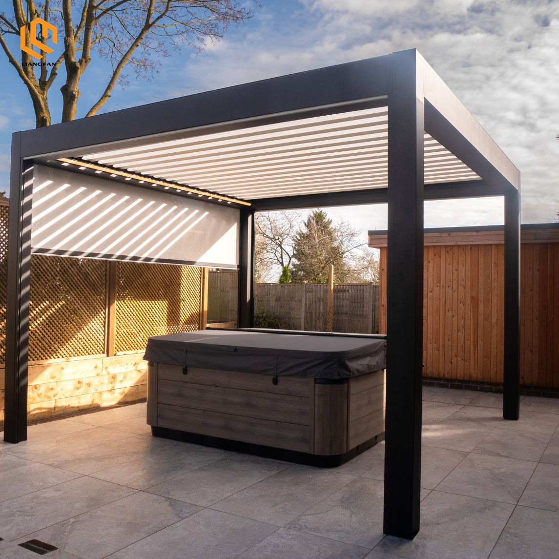 EU Stock Aluminium Frame Study Gazebo Winter Energy-saving Pergola With Solar Panel