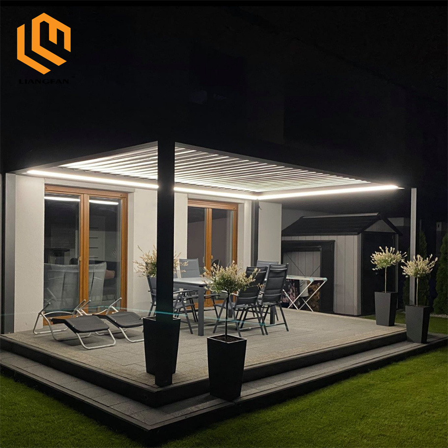 Aluminium Louvered Pergola Motorized Outdoor Custom 3x4 12x16 Metal Gazebo With Blinds