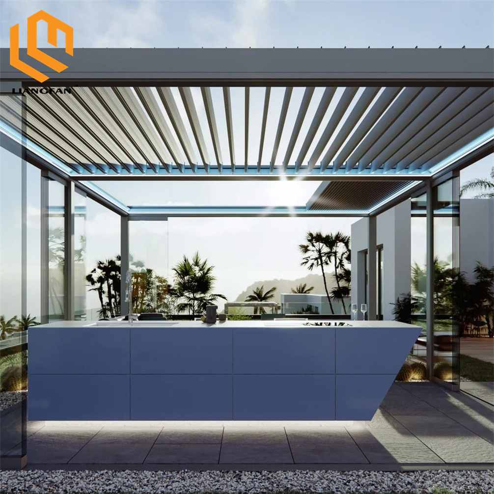 Customized Gazebo 10 x 12 Luxury Pergola Motorized Retractable Pergola Roof Awning