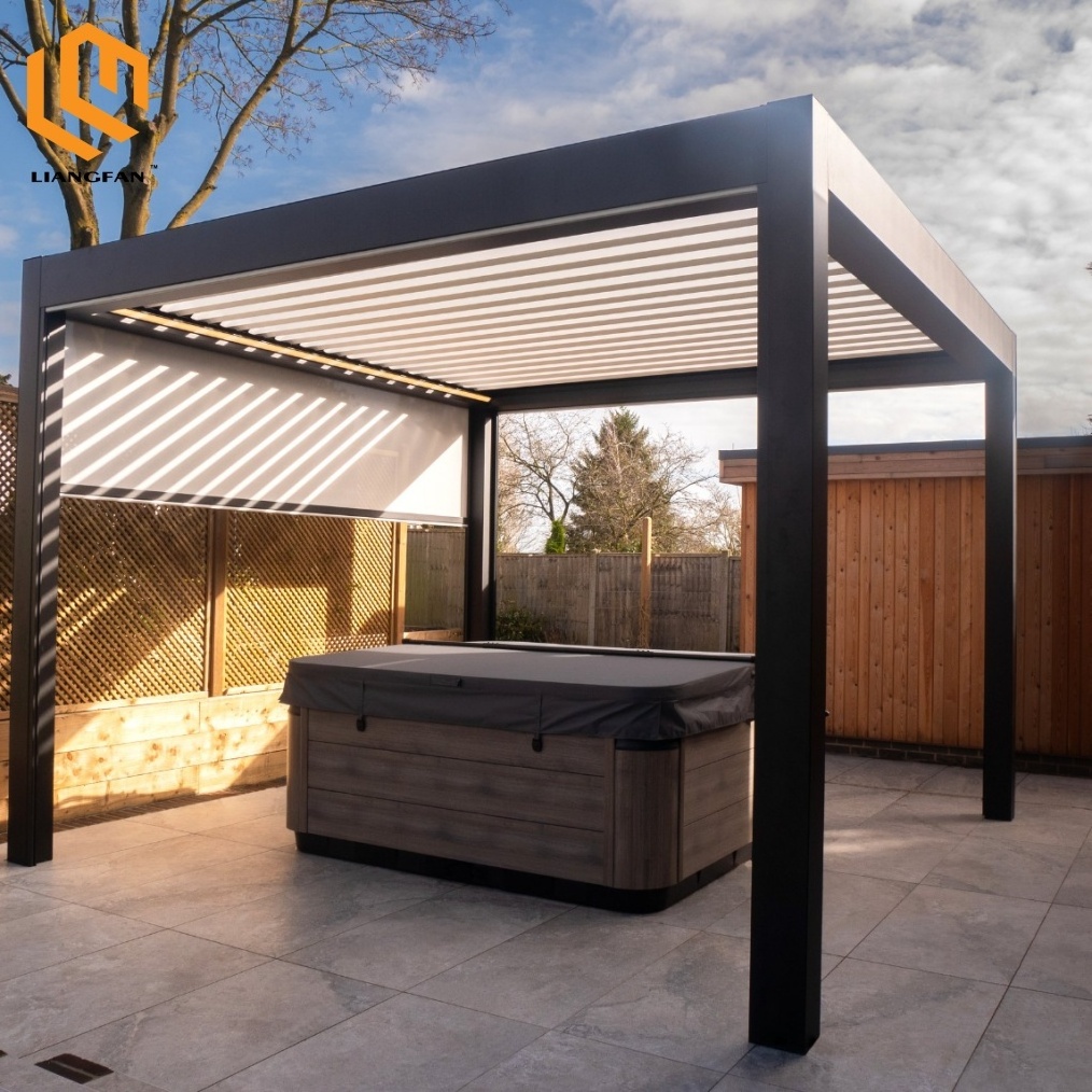 Waterproof Louver Roof Metal Garden Pergola Electric Aluminum Outdoor 3x3 Gazebo