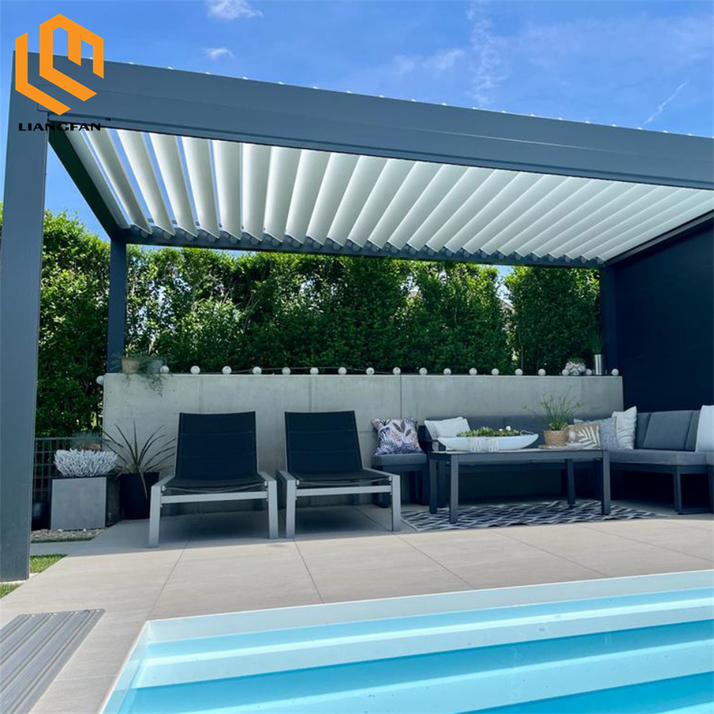 Waterproof Louver Roof Metal Garden Pergola Aluminum Gazebo 8 x 10 For Sale