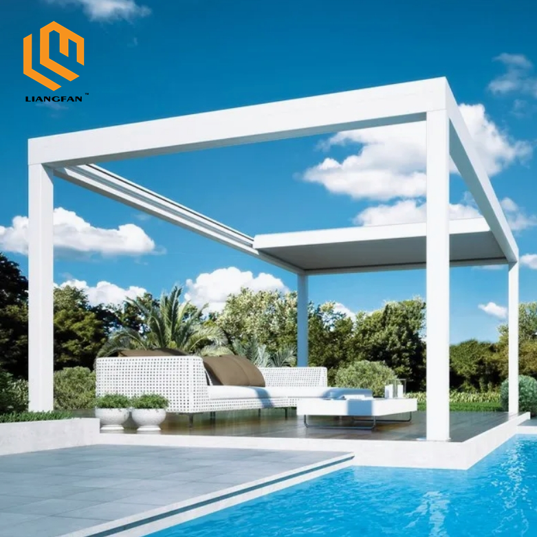 Custom Aluminum Pergola Motorized Louver Roof Retractable 8x8 Gazebo Pieghevole 3x3 Alluminio