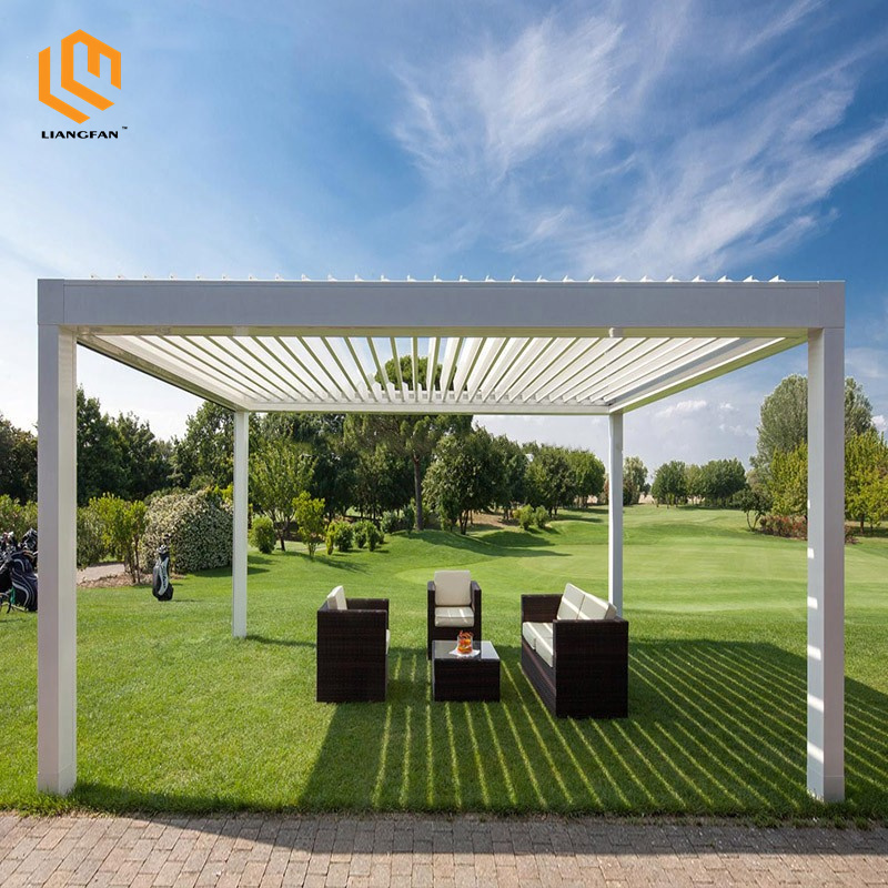 Prefab Closed Pergola All Season Bioclimatic System Pergola Aluminium Gazebo With Glass Door