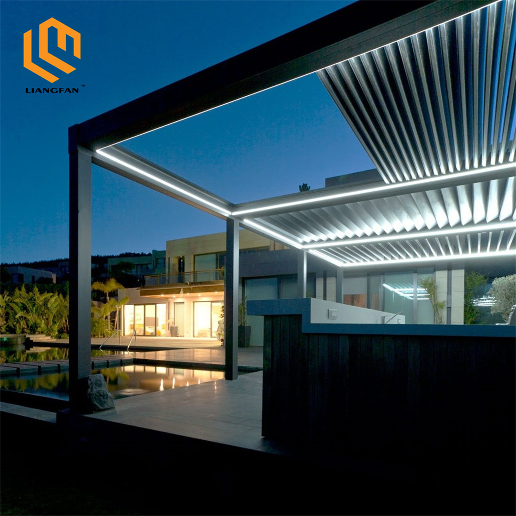 Outdoor Gazebo 3m Sustainable Aluminum Pavilion Smart Control Retractable Roof Pergola