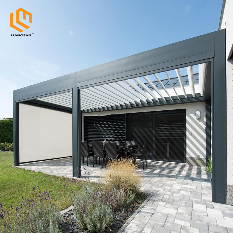 Garden Waterproof Gazebo Bioclimatic Outdoor Customization Wall Mounted Aluminium Pergola