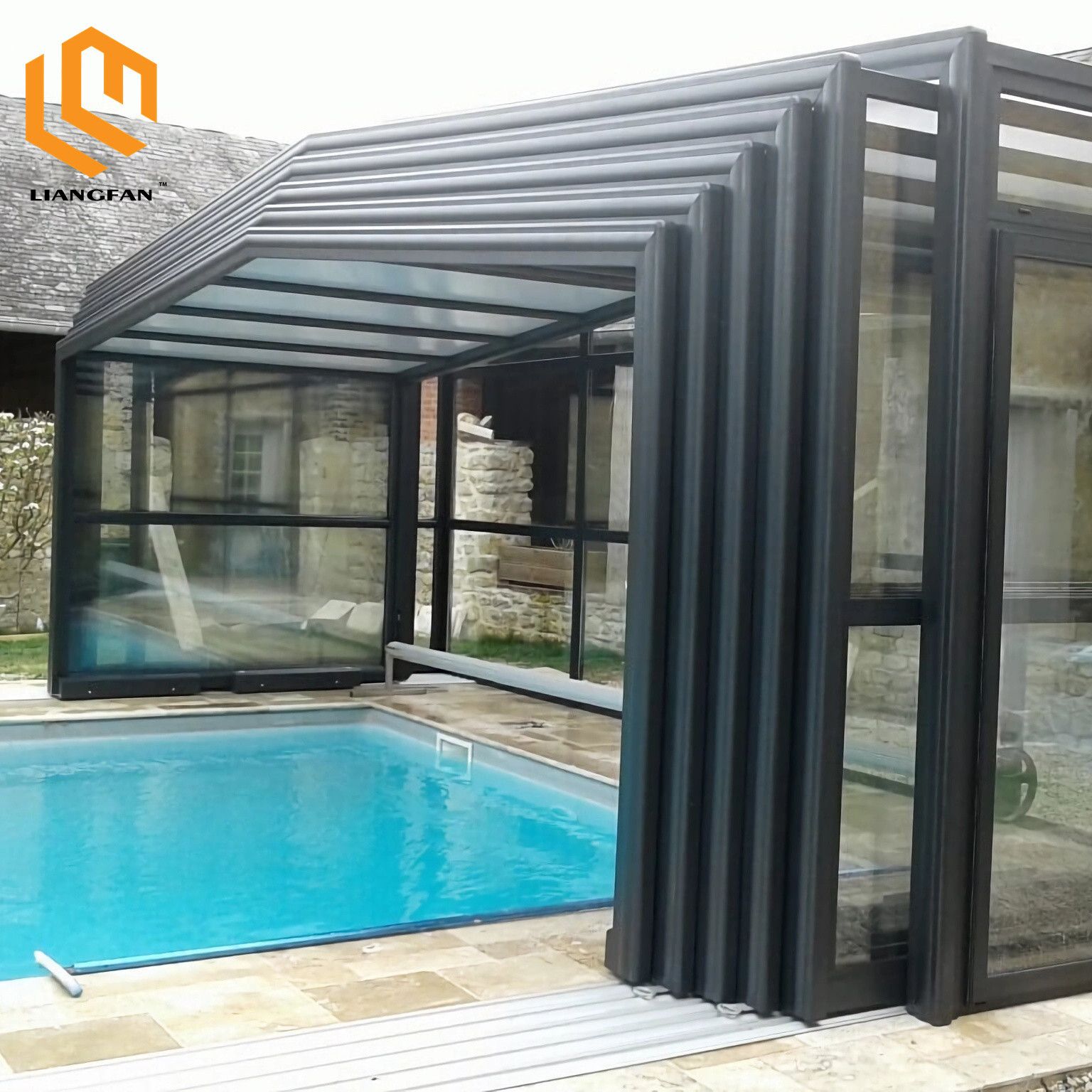 Electric Patio Pool Enclosures Mobile Retractable Pool Roof Hot Tub Enclosure Factory