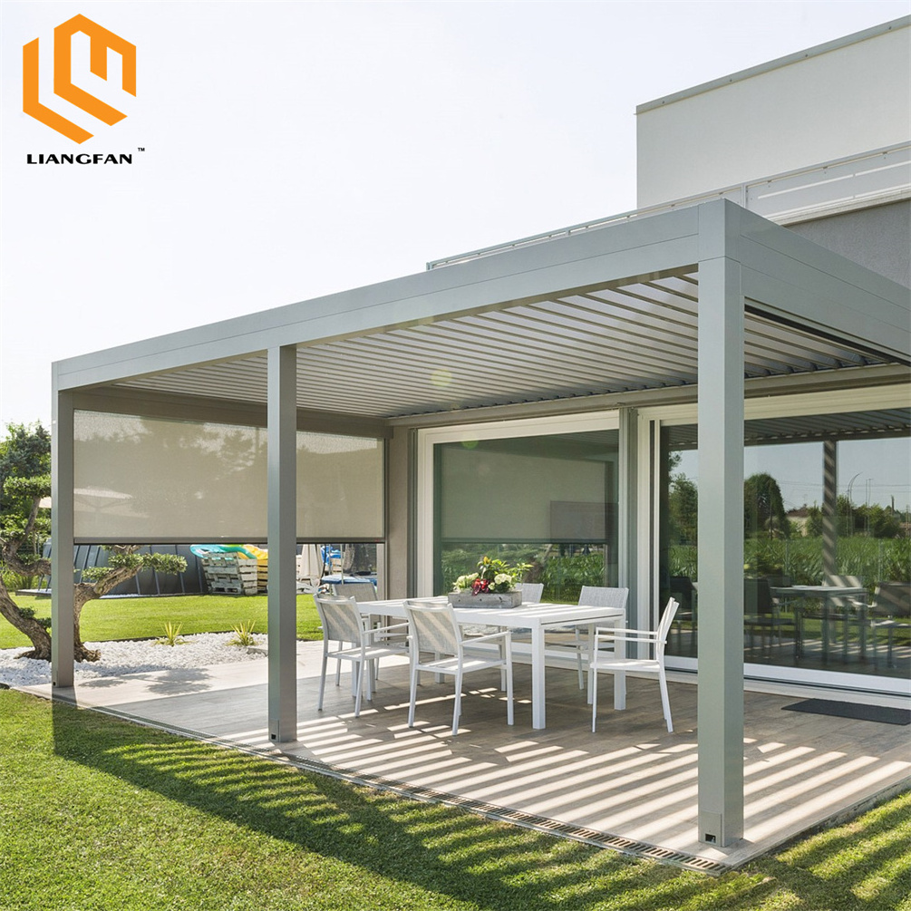 Garden Electrical Pergola Aluminium Outdoor 3x5 Motorized Wall Mounted Gazebo