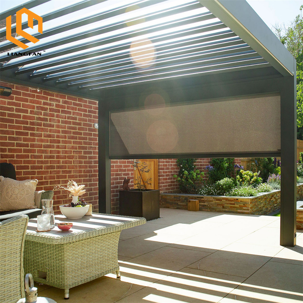 Garden Electrical Pergola Aluminium Outdoor 3x5 Motorized Wall Mounted Gazebo