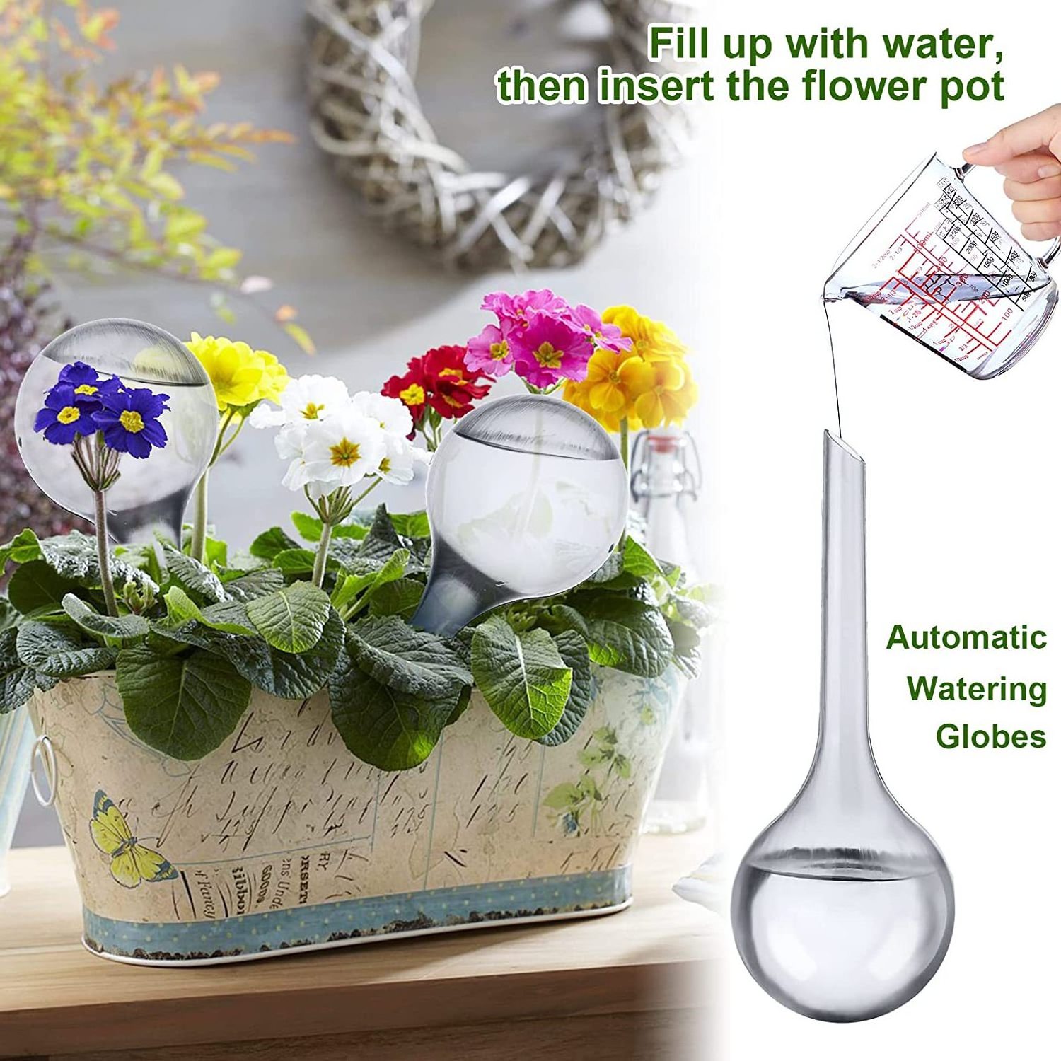 DD1260   Home Automatic Irrigation Plant Waterer Seepage for Travel Imitation Glass Sphere Lazy Watering Bulb Water Dropper