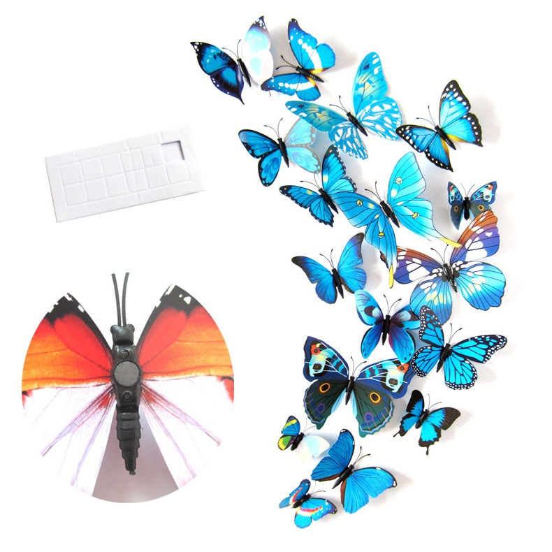 A62 12pcs cute Butterflies wall art Decals home Decoration room art PVC 3D Butterfly wall sticker