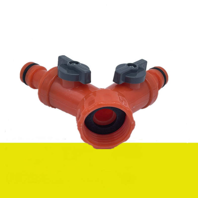 LSP113 2 Way Plastic Water Hose Splitter Garden Hose Connector with Faucet Watering Shut Off for Landscaping Y Hose Splitter