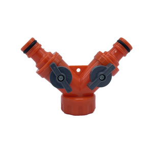 LSP113 2 Way Plastic Water Hose Splitter Garden Hose Connector with Faucet Watering Shut Off for Landscaping Y Hose Splitter