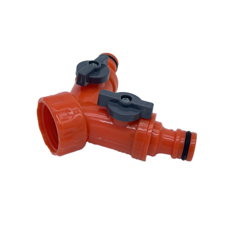 LSP113 2 Way Plastic Water Hose Splitter Garden Hose Connector with Faucet Watering Shut Off for Landscaping Y Hose Splitter