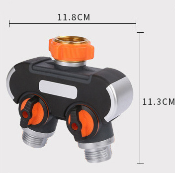 WHY502 New Style Garden Tap Water Pipe 2 Way Splitter 4 Point  Metal Y-Type Garden Hose Splitter Nipple Connector