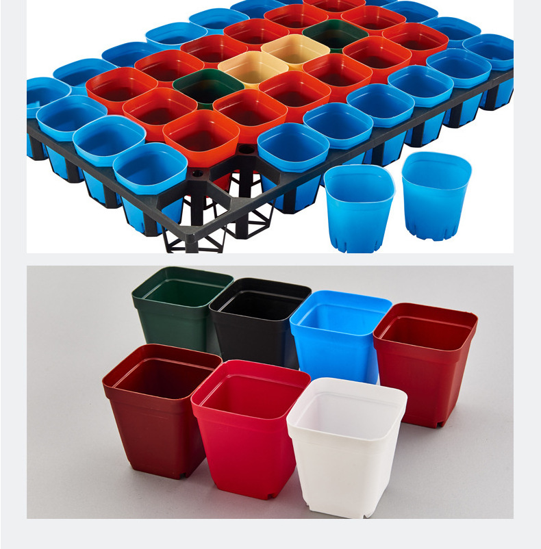 DD2298  Gardening Containers with Drainage Holes Plastic Small Colorful Seed Starting Flower Pot Square Succulent Planter