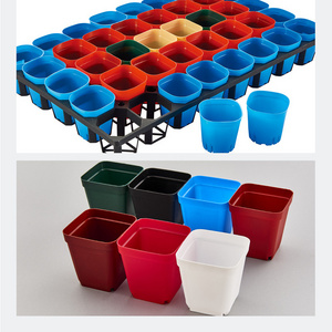 DD2298  Gardening Containers with Drainage Holes Plastic Small Colorful Seed Starting Flower Pot Square Succulent Planter