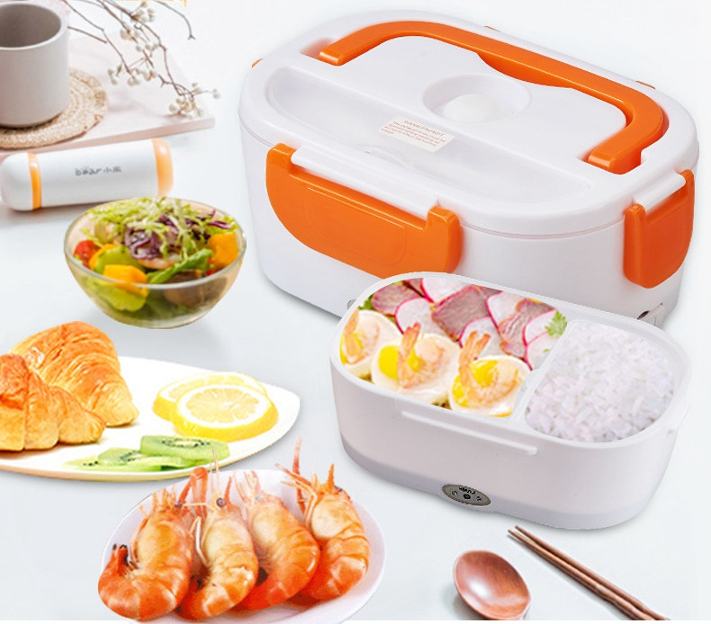 SQ04 Stainless Steel Electric Heating Lunch Box Portable Food Warmer Electric Self Heating Leakproof Bento Food Warmer Lunch Box