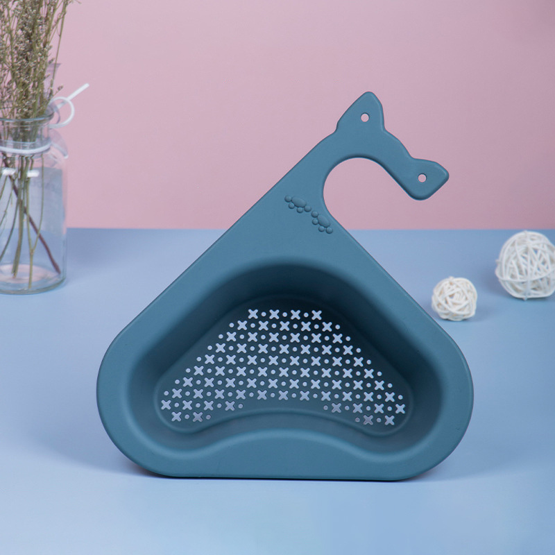 ZD041 Multifunctional Household Triangle Sink Filter Washing Fruit Vegetable Sink Strainer Basket Plastic Cat Ear Drain Basket