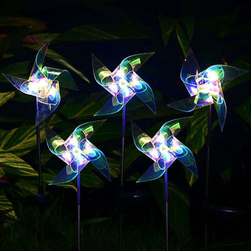 HJH363 LED Solar Laser Magic Windmill Ground Yard Light Outdoor Decoration luminous Rotatable Lighting Garden Lawn Light