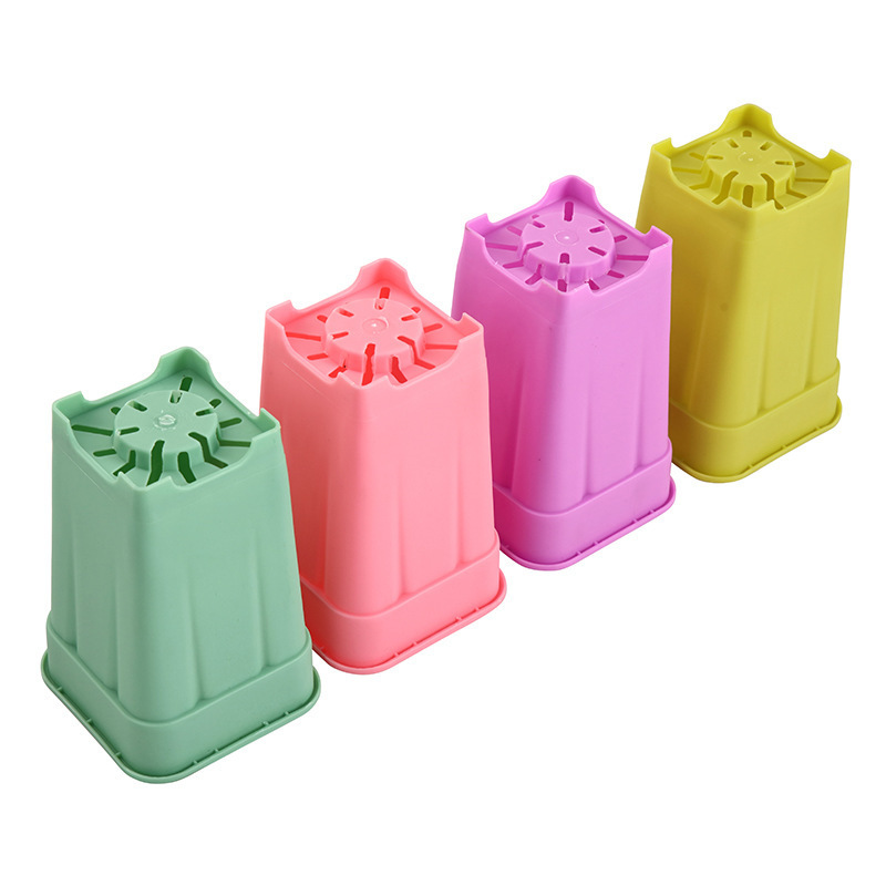 DD2298  Gardening Containers with Drainage Holes Plastic Small Colorful Seed Starting Flower Pot Square Succulent Planter