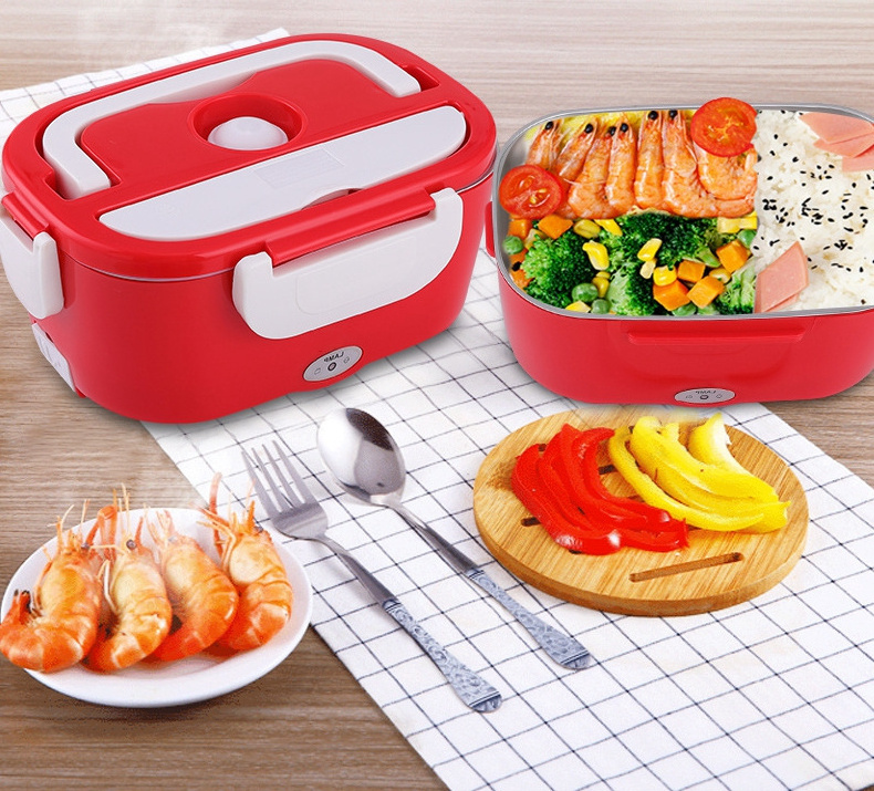 SQ04 Stainless Steel Electric Heating Lunch Box Portable Food Warmer Electric Self Heating Leakproof Bento Food Warmer Lunch Box