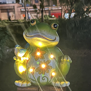 DD2616  Patio Yard Lawn Ornament Frog Light Statues Decorations Solar Resin Outdoor Frog Sculptures