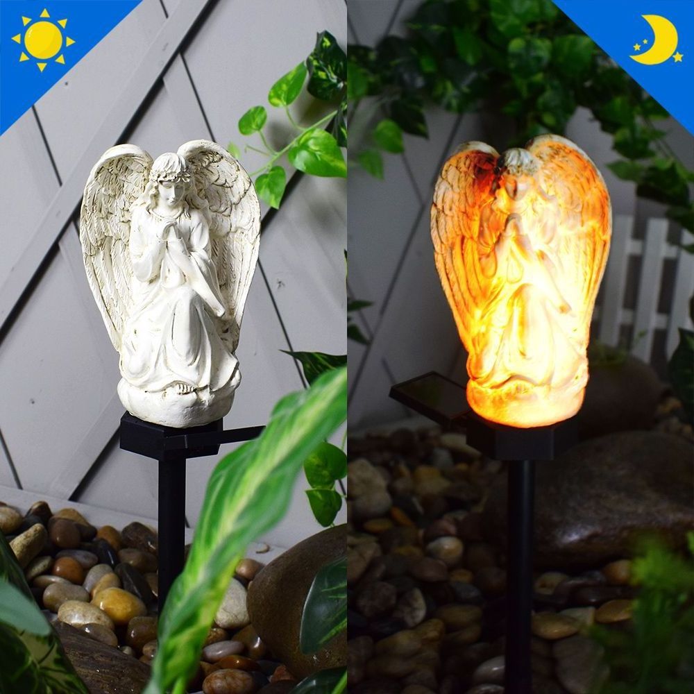 DD1999  Outdoor Waterproof Eternal Lawn Lamp Figurines Stake Cemetery Decorations Yard Light Garden Solar LED Angel Lights