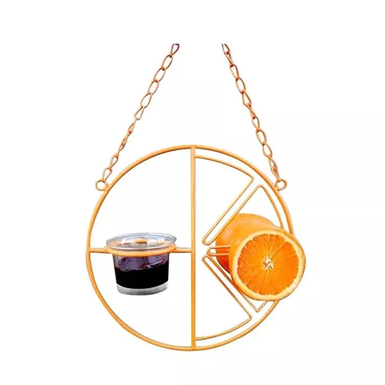 DLL429  Hot Sale Orange Clementine Design Humming Brid Outdoor Garden Hanging Bird Feeder with Glass Jelly cup