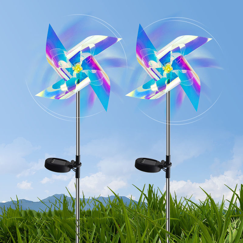 HJH363 LED Solar Laser Magic Windmill Ground Yard Light Outdoor Decoration luminous Rotatable Lighting Garden Lawn Light