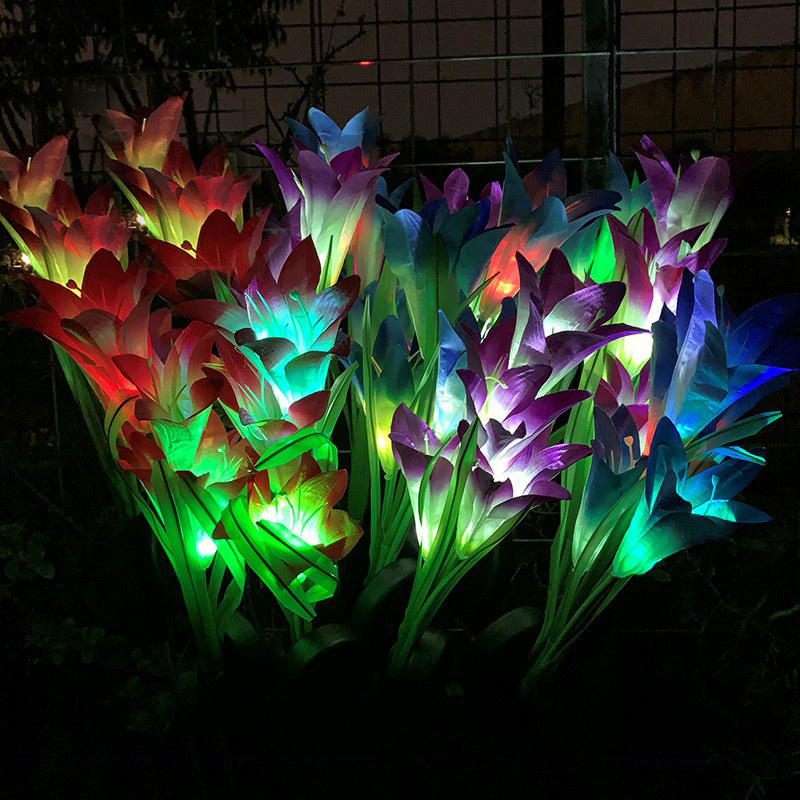 KLH324 Waterproof LED Light  Patio Decoration Lawn Ornaments Lights Solar Power Flowers Garden Lights Emulational Lily Yard Lamp