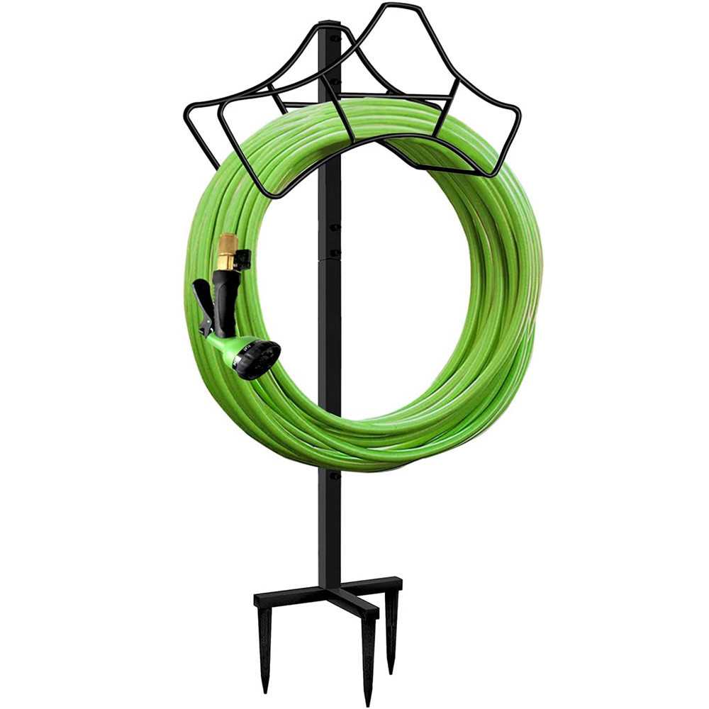 DD1982    Detachable Hanger Storage Heavy Duty Free Standing Water Hose Organizer Thick Metal Garden Hose Holder