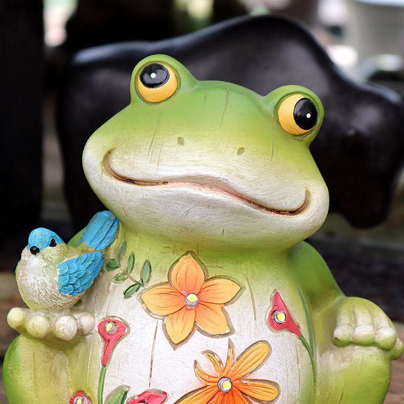 DD2616  Patio Yard Lawn Ornament Frog Light Statues Decorations Solar Resin Outdoor Frog Sculptures