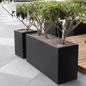 LT357 Black Big Garden Flower Pots Stainless Steel Planter Outdoor Metal Planting Box External Metal Planting Box