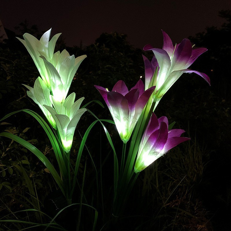 KLH324 Waterproof LED Light  Patio Decoration Lawn Ornaments Lights Solar Power Flowers Garden Lights Emulational Lily Yard Lamp