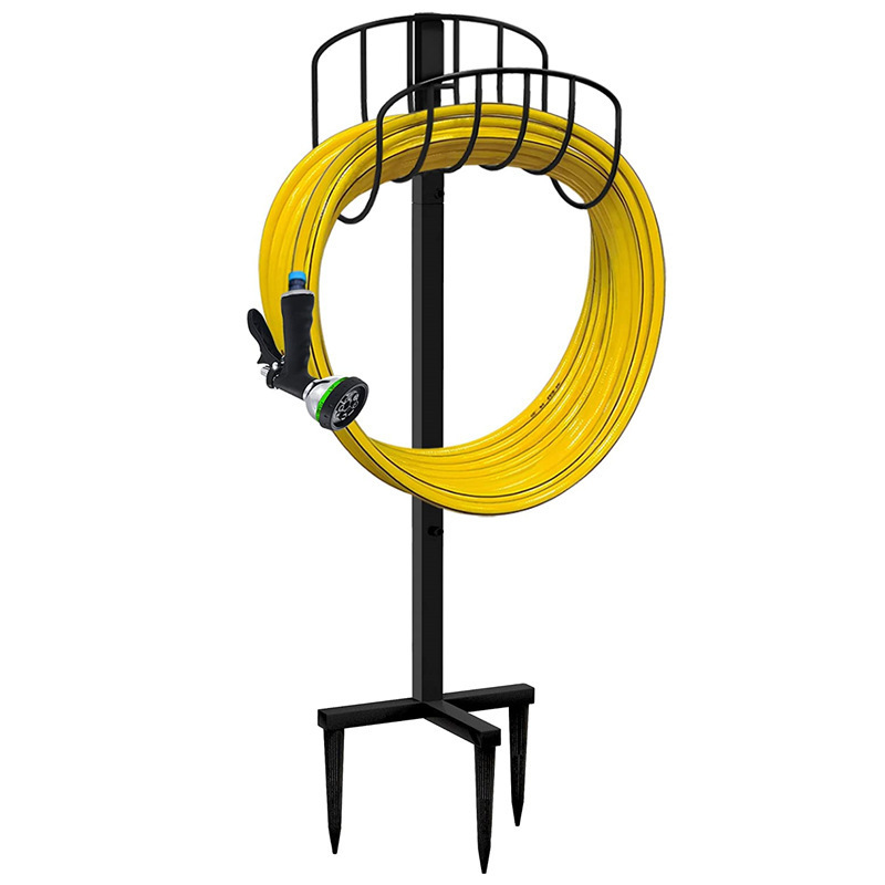 DD1982    Detachable Hanger Storage Heavy Duty Free Standing Water Hose Organizer Thick Metal Garden Hose Holder