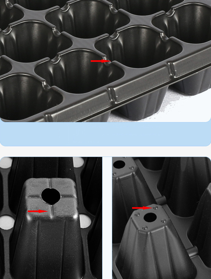 GG302 PS Nursery seeding flat Trays 21Cells Large Reusable Black Plug Seed Starter Tray Garden Plant Growing Seeding