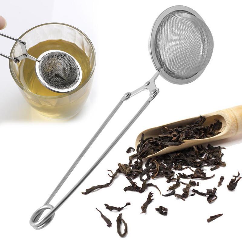 H806 4.5CM Home Kitchen Herb Spice Filter Coffee Tea Strainer Long Handle Stainless Steel Creative Ball Shaped Tea Infuser