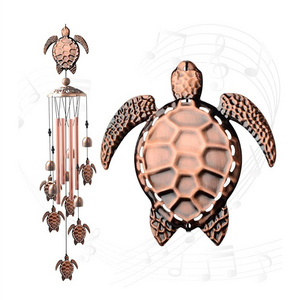 DD2025   Garden Yard Home Sea Turtle Decor Gifts Metal Tube Retro Brass Bell Animal Butterfly Turtle Wind Chime for Outside