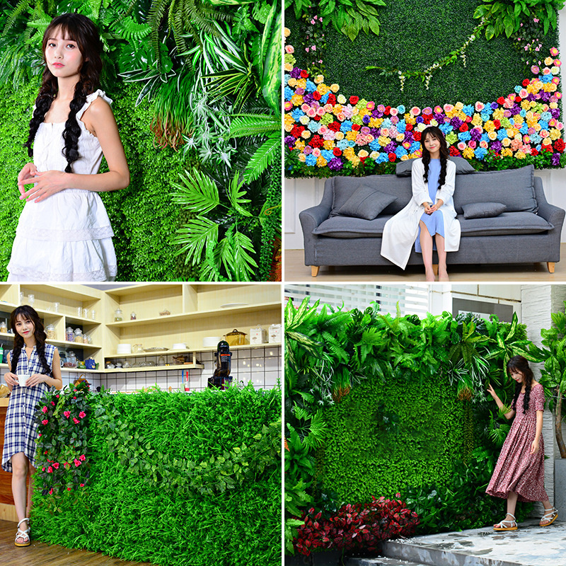 DLL647 Green Plant Wall Artificial Lawn Boxwood Hedge Garden Backyard Home Backdrop Decor Simulation Grass Outdoor Flower Wall