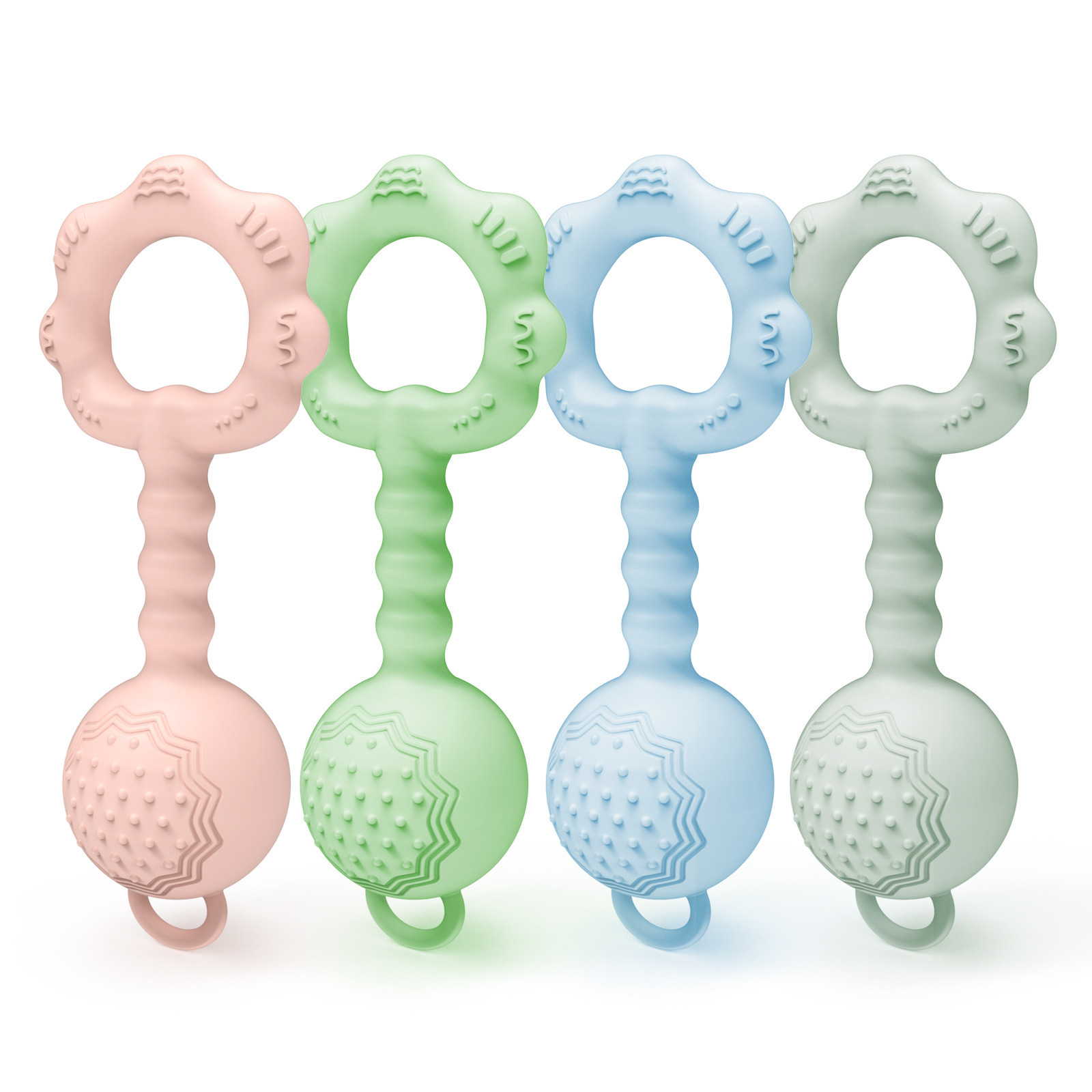 Silicone rattle toy heat resistant teether bite glue Baby bite toy children's teether stick